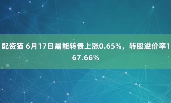 配资猫 6月17日晶能转债上涨0.65%，转股溢价率167.66%